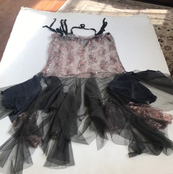 RARE Free People Ballerina Fairy Slip Dress Pink/Gray Combo - Picture 4 of 11